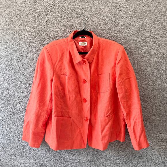 Talbots Jackets & Blazers - (STAIN) Vtg Talbots Irish Linen Blazer Jacket Orange Career Business Classic